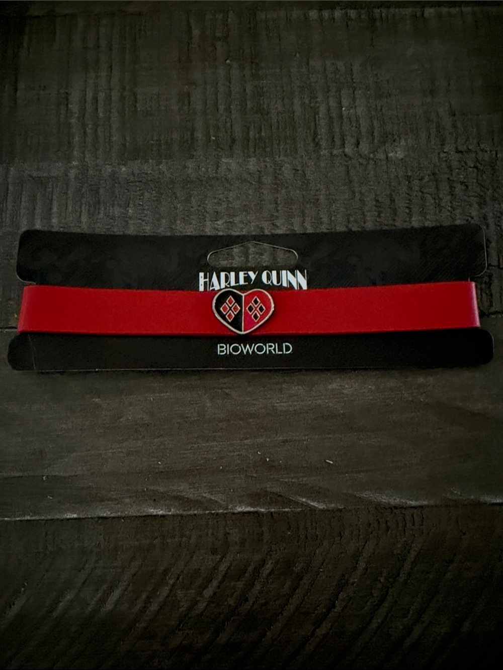 Bioworld Harley Quinn Red Faux Leather Choker with Heart Emblem